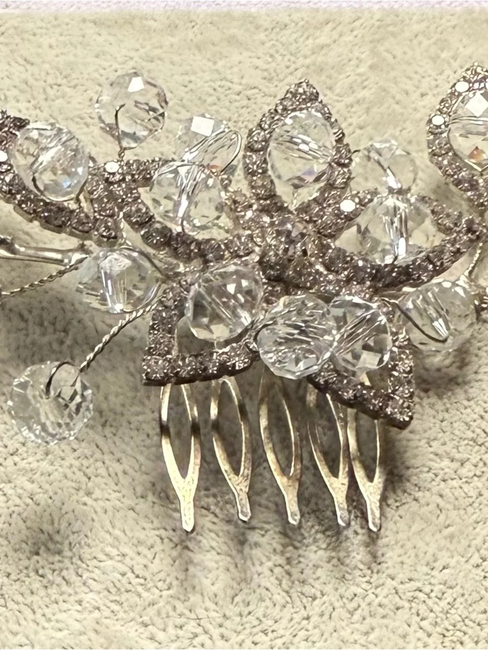 Crystal Floral Bridal Hair Comb - Silver Tone